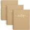 Kraft Spiral-Bound Notebook, Gold Foil Hardcover Journal for Work &#x26; School (Lined Pages, 3 Pack)